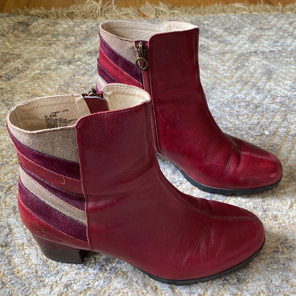 Jambu Wine Multi Leather Ankle Booties - Picture 10 of 10